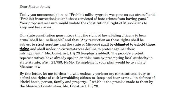 Excerpt of Missouri Attorney General Andrew Bailey's letter