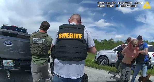 This still of video posted by Martin County Sheriff's Office shows Ryan Routh being arrested.