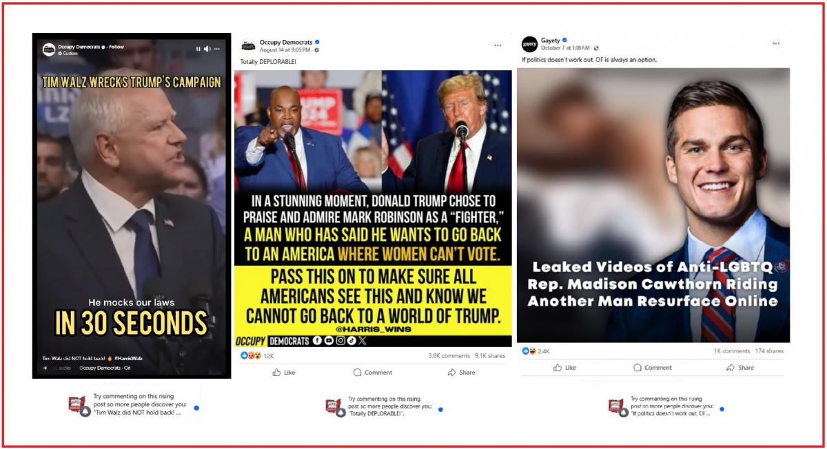 Image shows Facebook's attempt to get Buckeye Firearms Association page's to respond on posts by leftist organizations that BFA doesn't even follow.